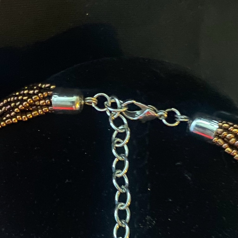 🕸️Vintage Rustic Boho Charm Multistrand Beaded Necklace W/ Glass Artisan Pendant - Picture 2 of 6